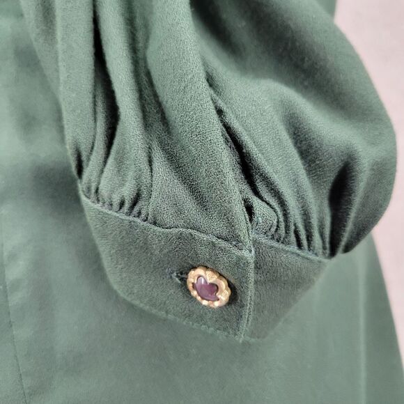 Christie of California Vintage Dark Green Capelet Blouse Renaissance Fairycore - Picture 8 of 15